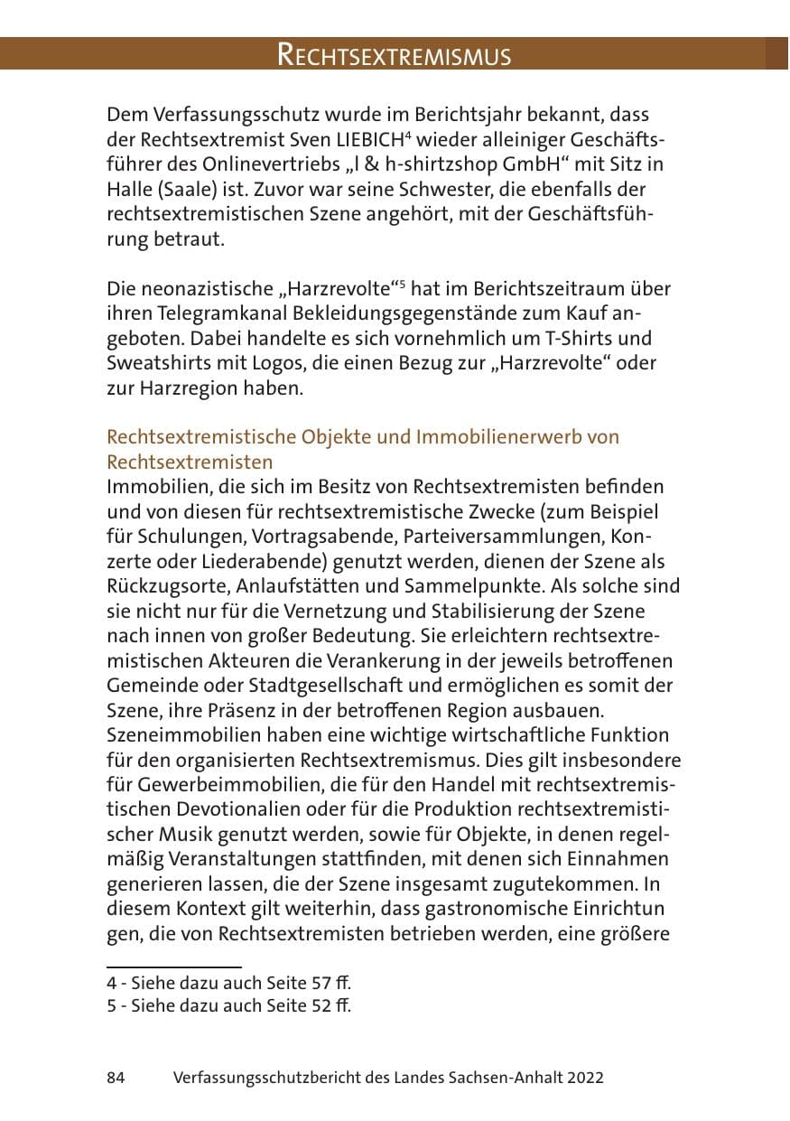 Seite 86 des Verfassungsschutzbericht 2022 Sachsen-Anhalt