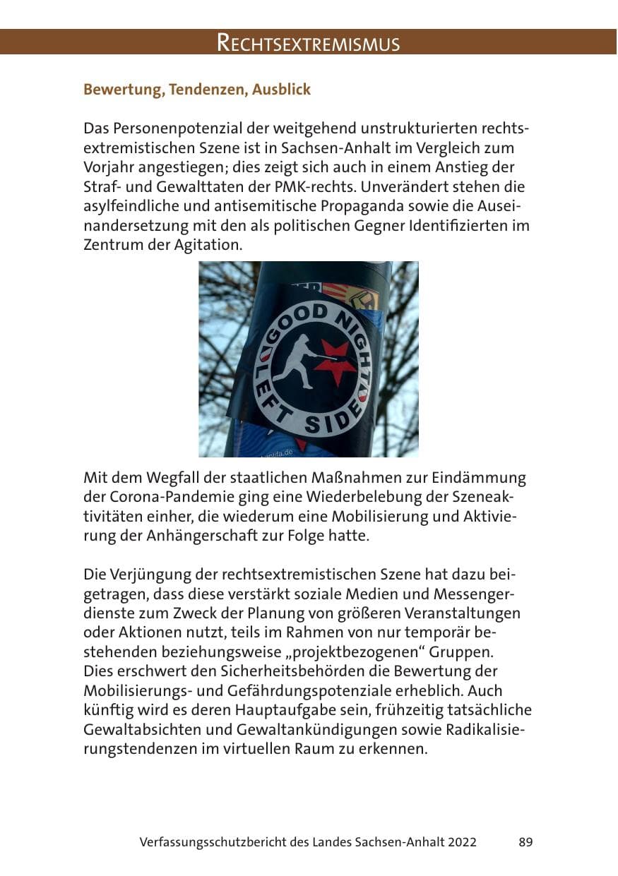 Seite 91 des Verfassungsschutzbericht 2022 Sachsen-Anhalt