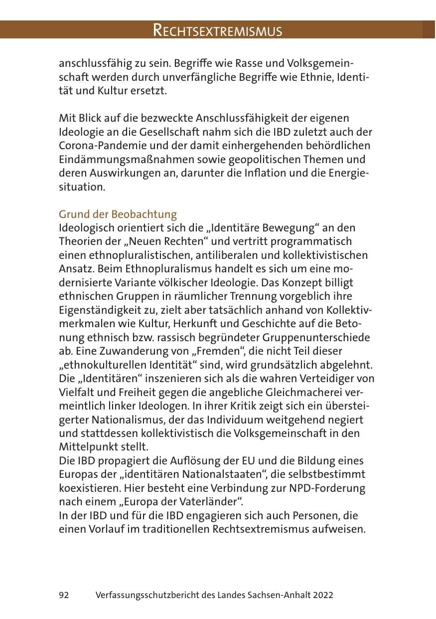 Seite 94 des Verfassungsschutzbericht 2022 Sachsen-Anhalt