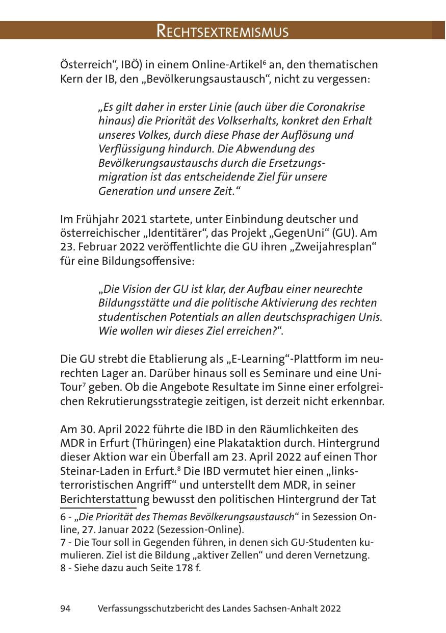 Seite 96 des Verfassungsschutzbericht 2022 Sachsen-Anhalt