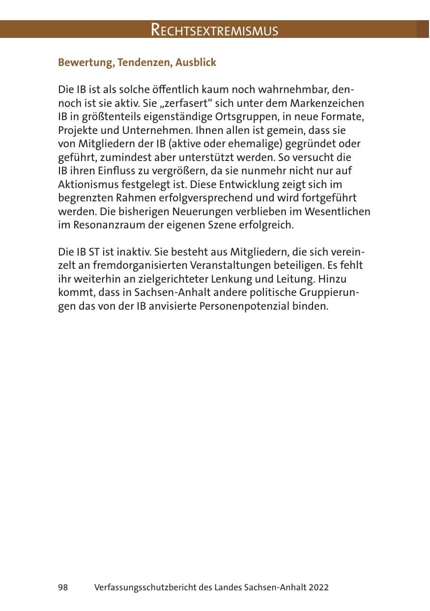 Seite 100 des Verfassungsschutzbericht 2022 Sachsen-Anhalt