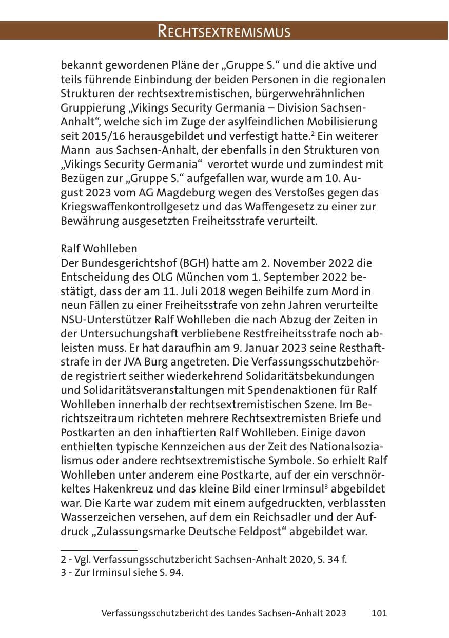 Seite 101 des Verfassungsschutzbericht 2023 Sachsen-Anhalt