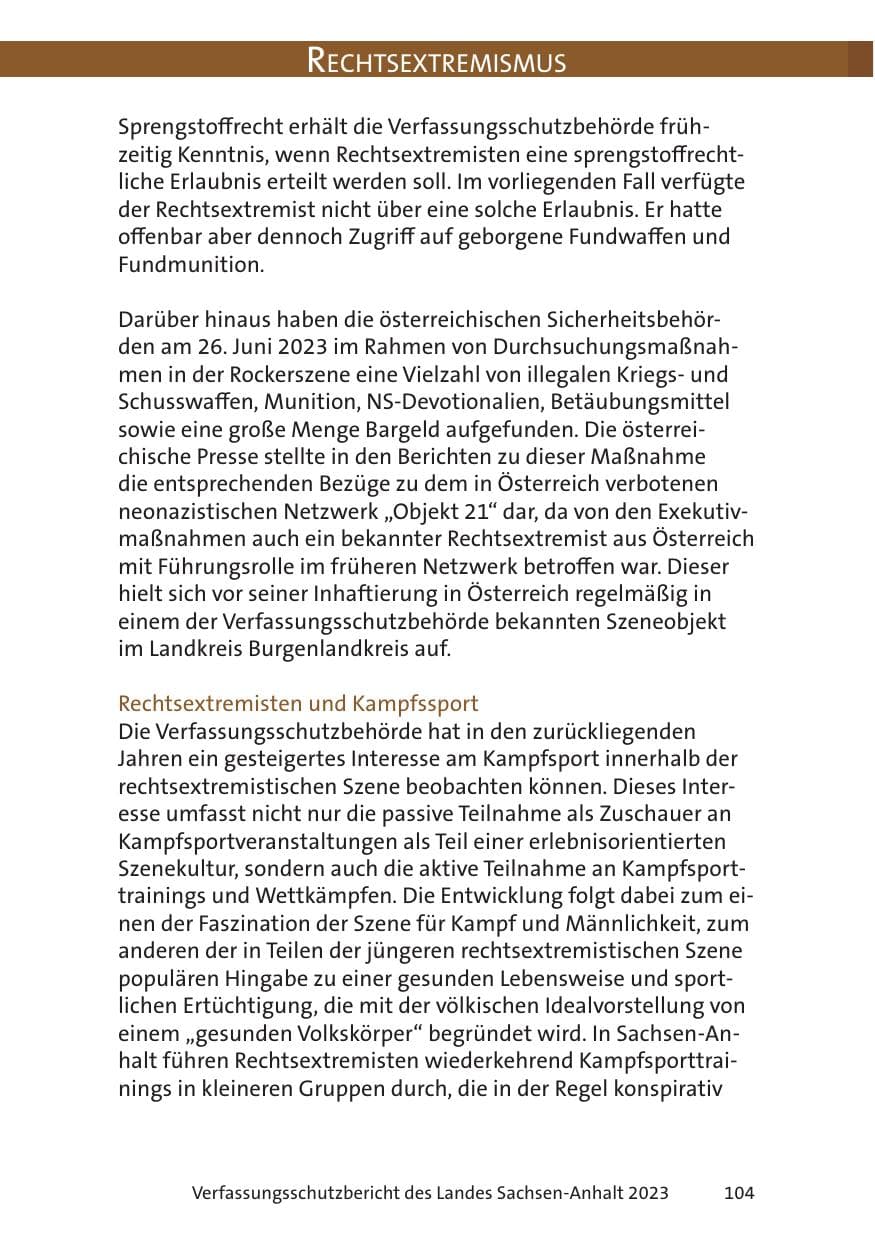 Seite 104 des Verfassungsschutzbericht 2023 Sachsen-Anhalt
