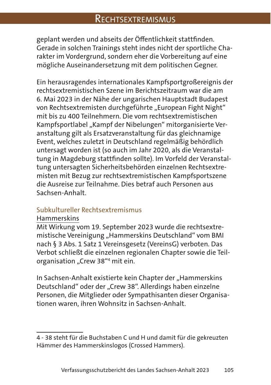 Seite 105 des Verfassungsschutzbericht 2023 Sachsen-Anhalt