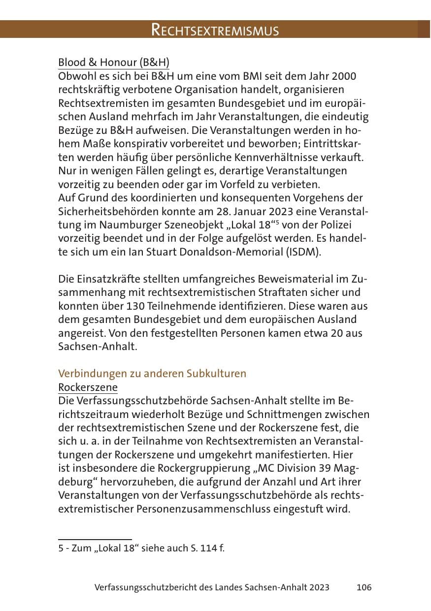 Seite 106 des Verfassungsschutzbericht 2023 Sachsen-Anhalt