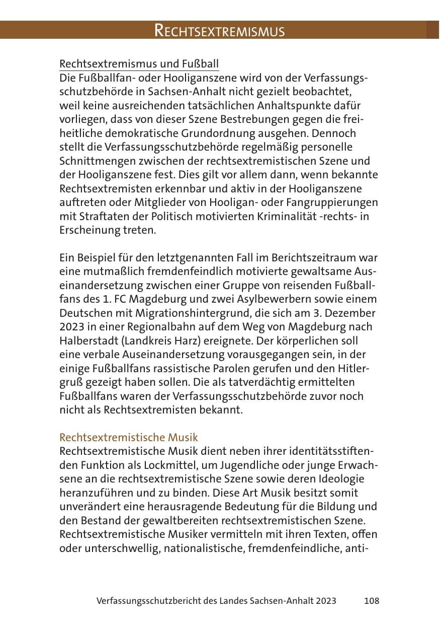 Seite 108 des Verfassungsschutzbericht 2023 Sachsen-Anhalt