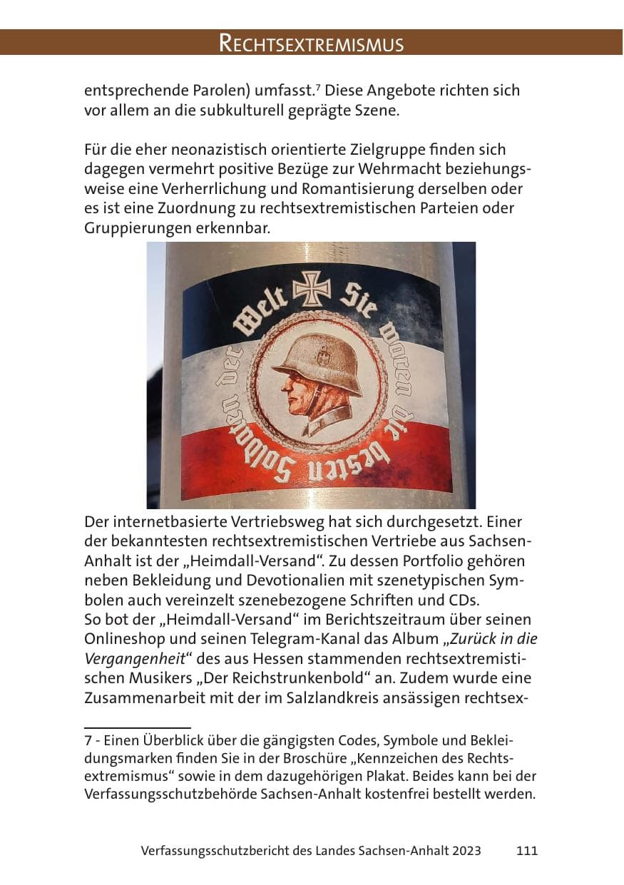 Seite 111 des Verfassungsschutzbericht 2023 Sachsen-Anhalt