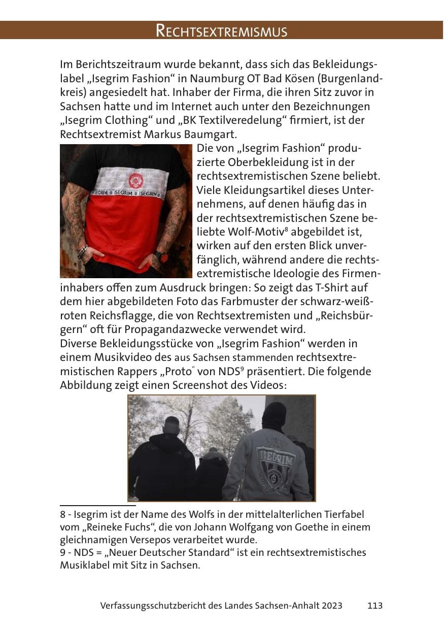 Seite 113 des Verfassungsschutzbericht 2023 Sachsen-Anhalt
