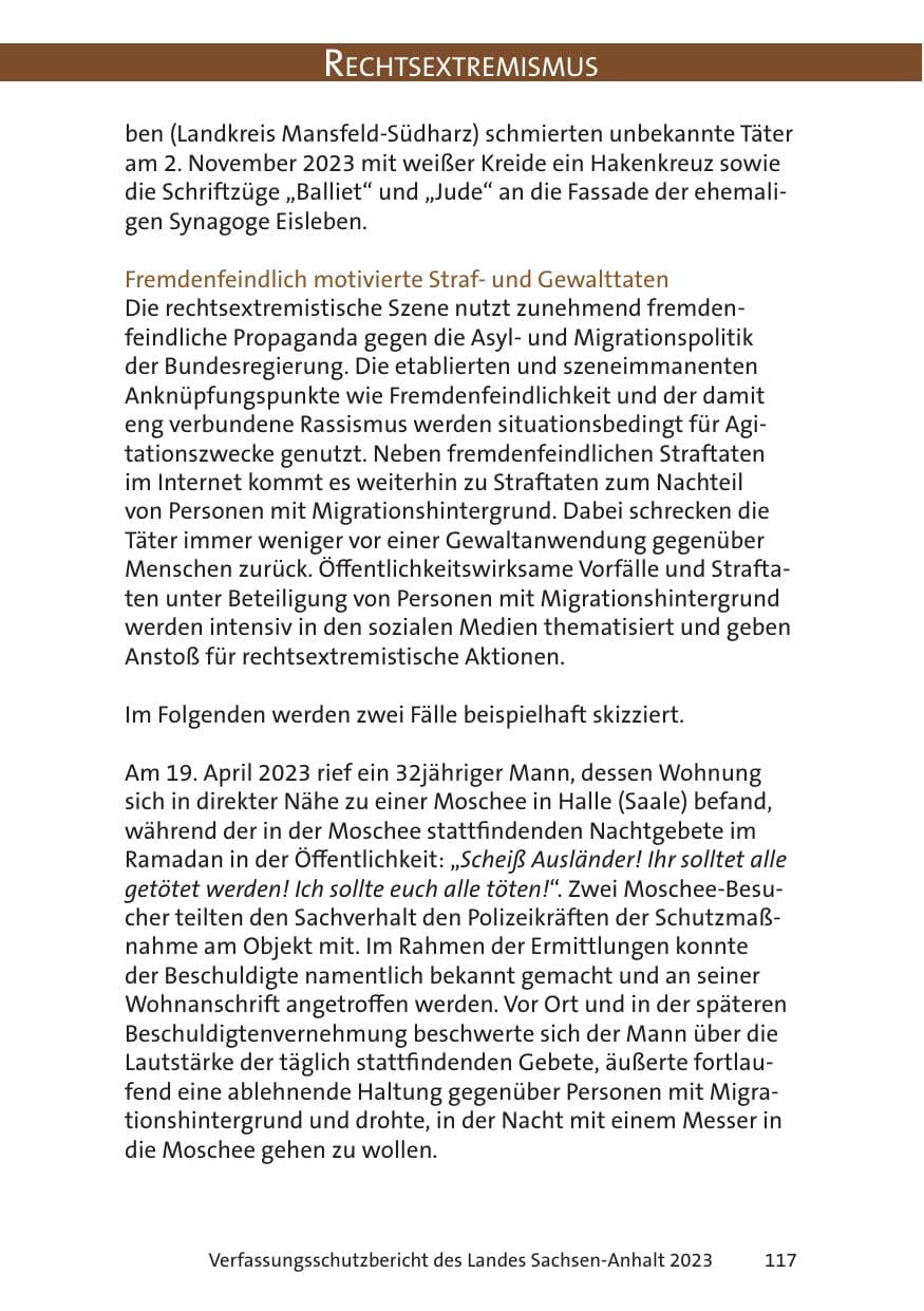 Seite 117 des Verfassungsschutzbericht 2023 Sachsen-Anhalt