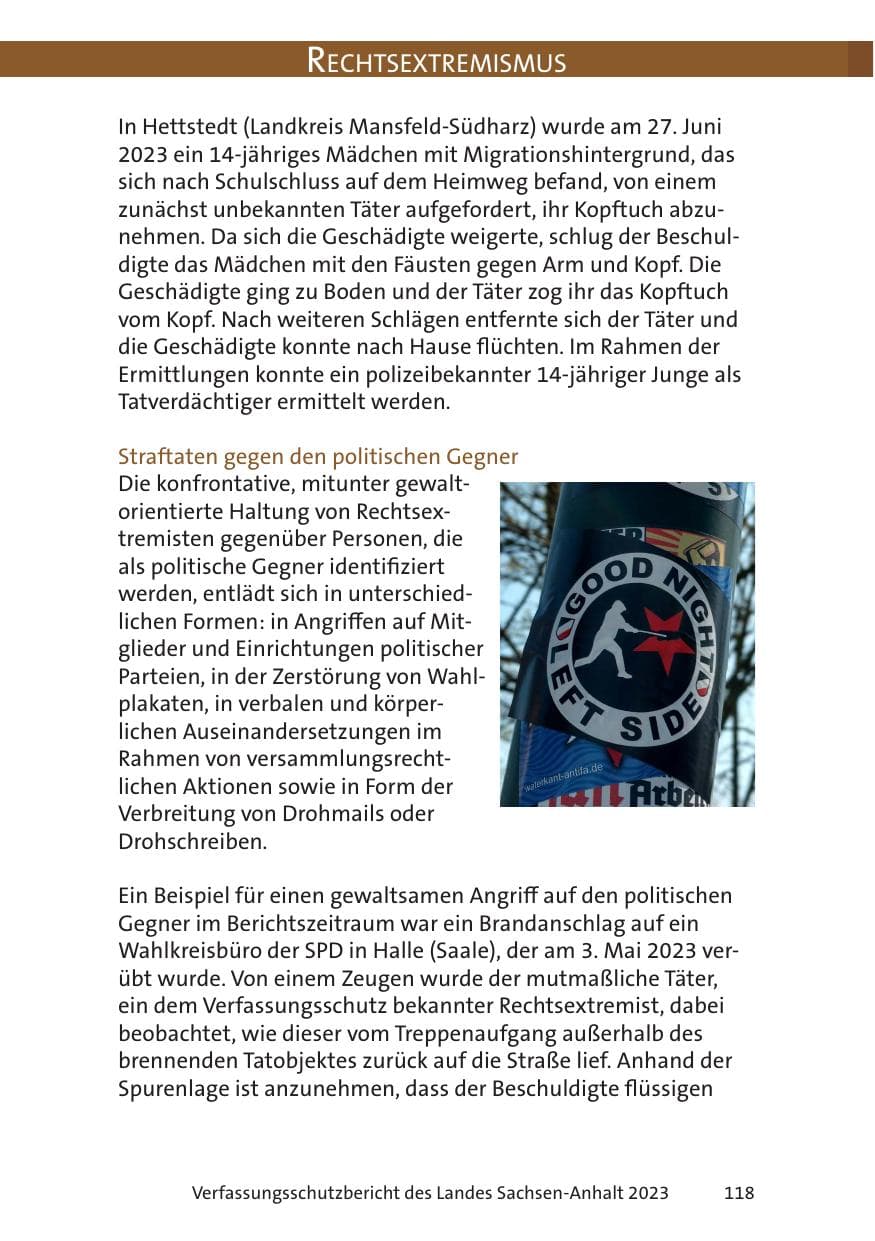 Seite 118 des Verfassungsschutzbericht 2023 Sachsen-Anhalt