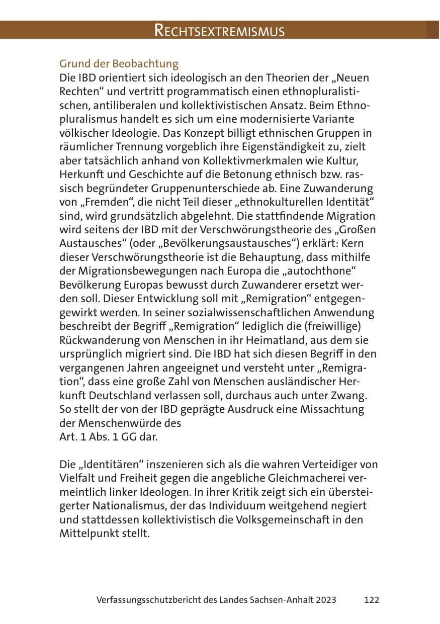 Seite 122 des Verfassungsschutzbericht 2023 Sachsen-Anhalt
