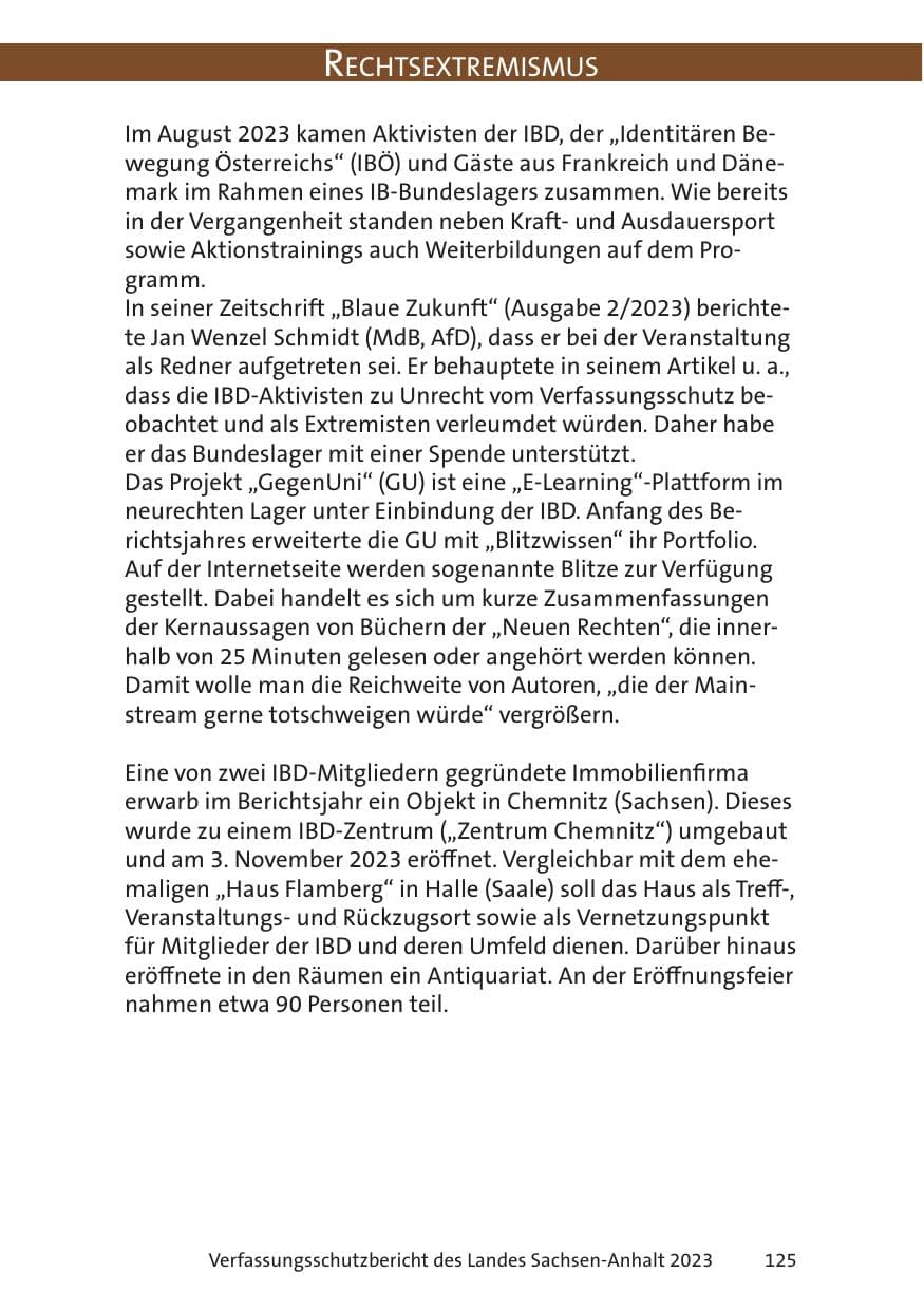 Seite 125 des Verfassungsschutzbericht 2023 Sachsen-Anhalt