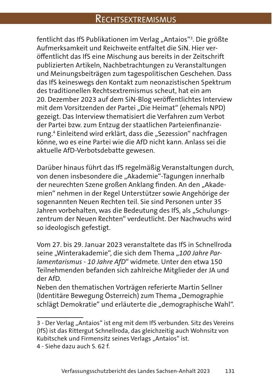 Seite 131 des Verfassungsschutzbericht 2023 Sachsen-Anhalt