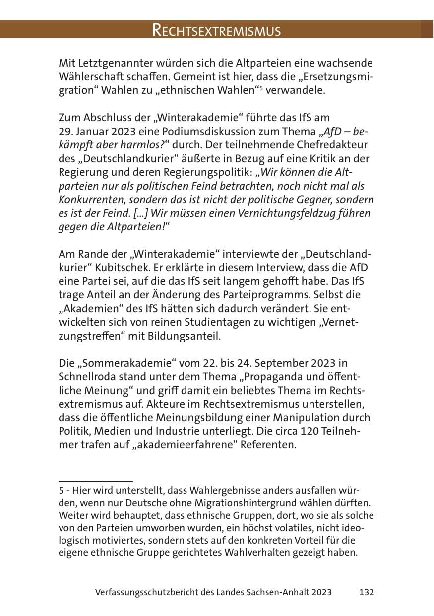 Seite 132 des Verfassungsschutzbericht 2023 Sachsen-Anhalt