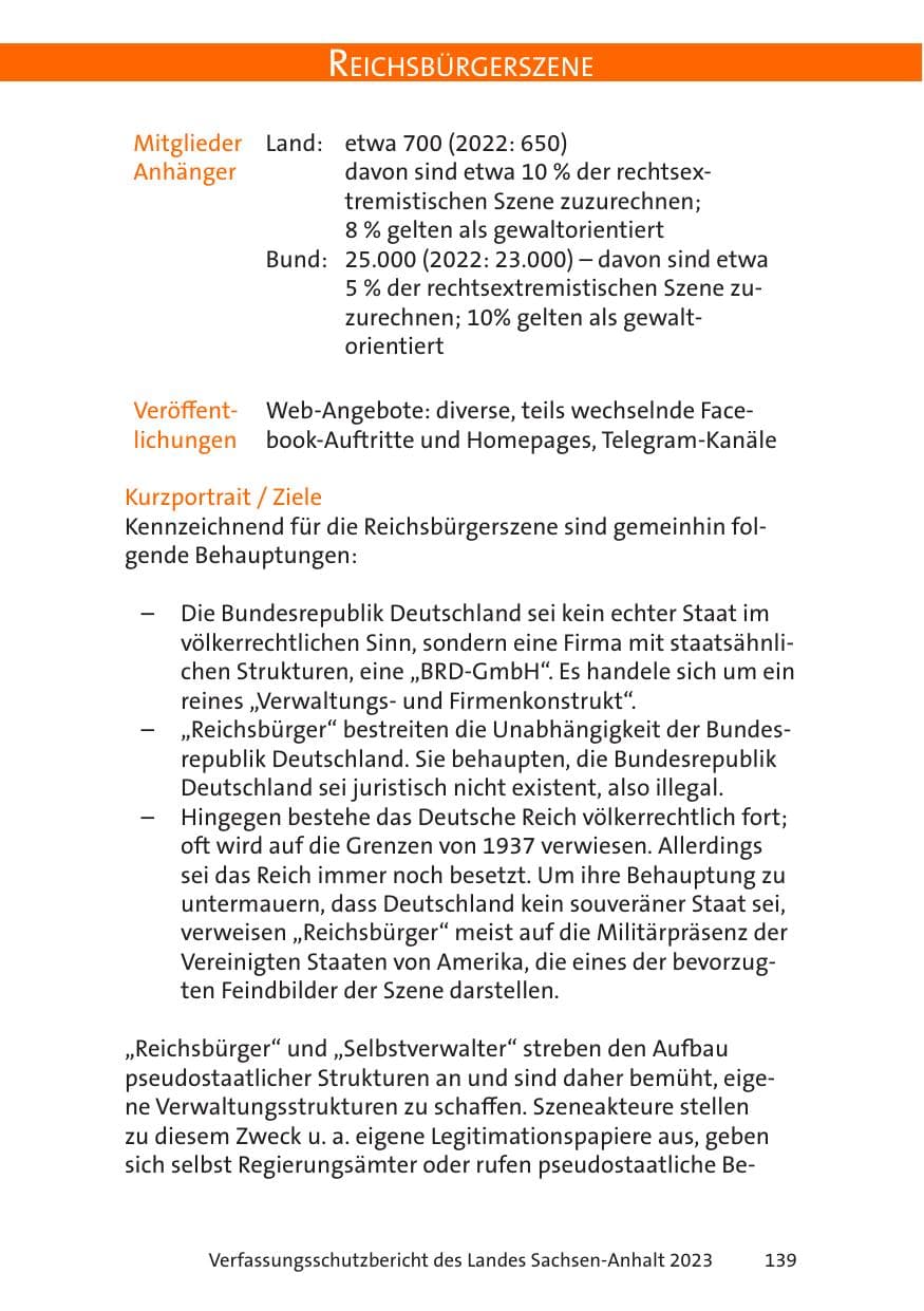Seite 139 des Verfassungsschutzbericht 2023 Sachsen-Anhalt