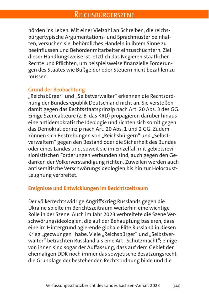 Seite 140 des Verfassungsschutzbericht 2023 Sachsen-Anhalt