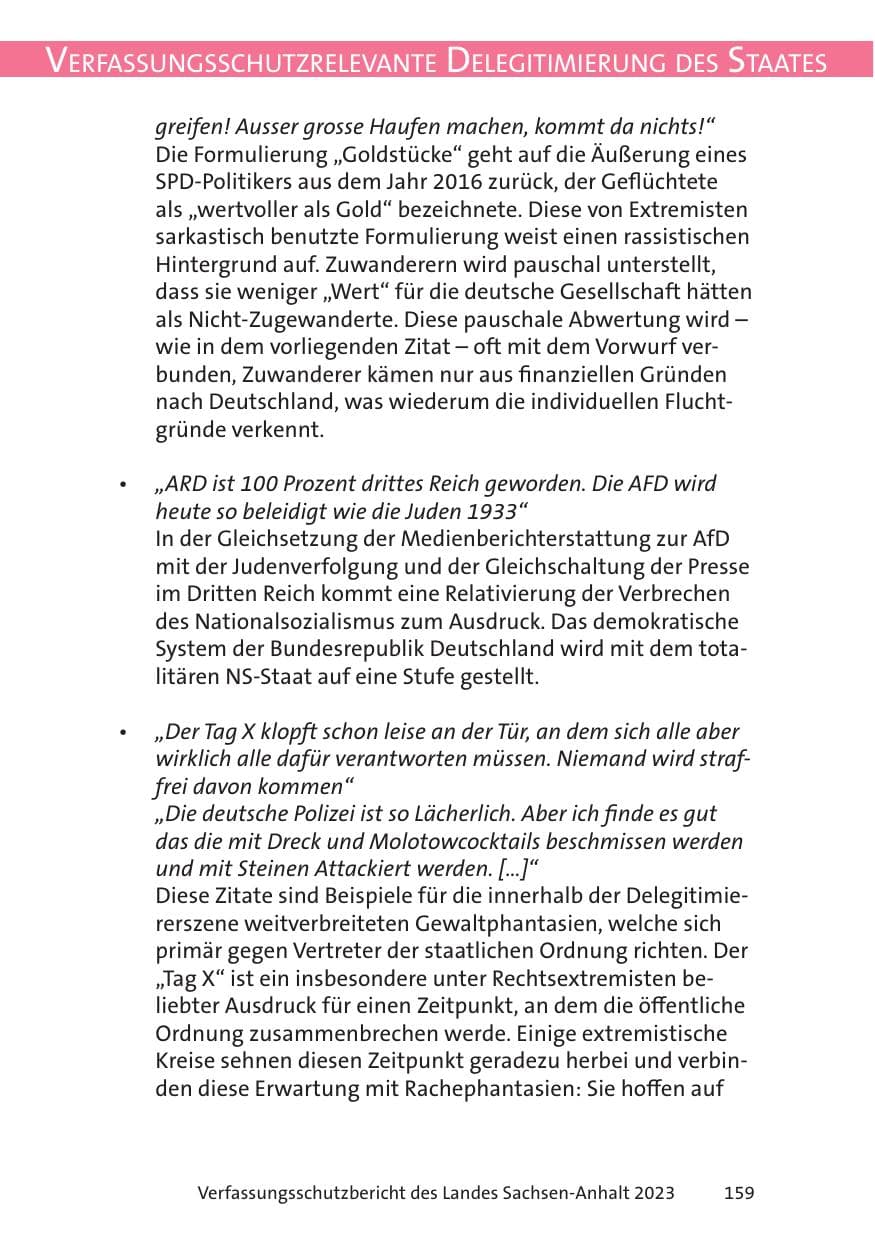 Seite 159 des Verfassungsschutzbericht 2023 Sachsen-Anhalt