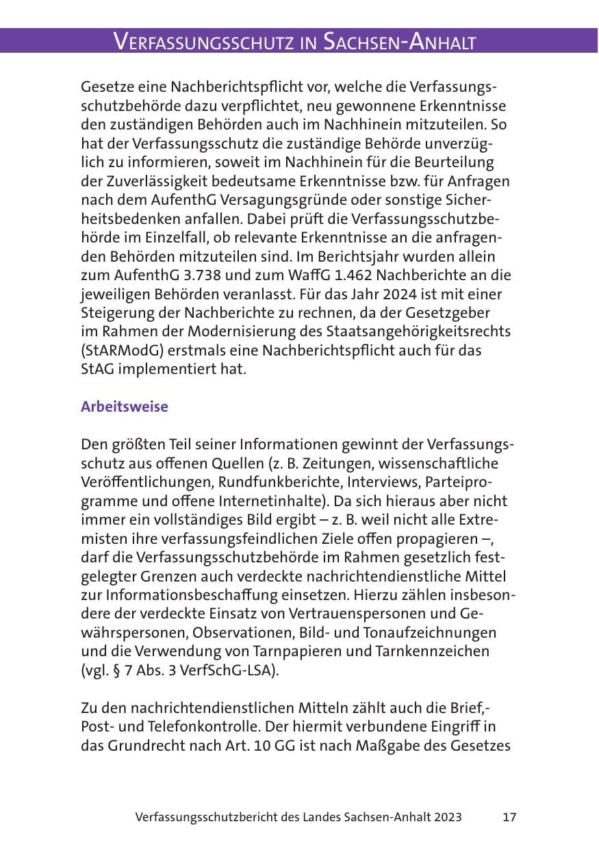 Seite 17 des Verfassungsschutzbericht 2023 Sachsen-Anhalt