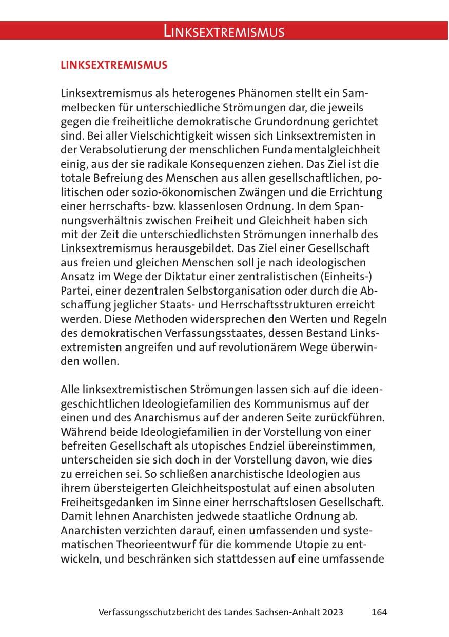 Seite 164 des Verfassungsschutzbericht 2023 Sachsen-Anhalt
