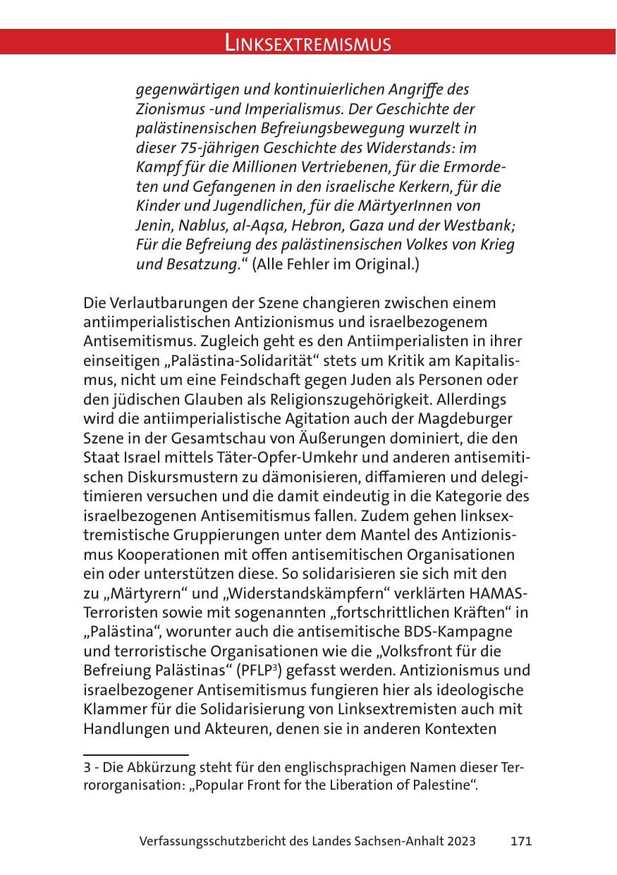 Seite 171 des Verfassungsschutzbericht 2023 Sachsen-Anhalt