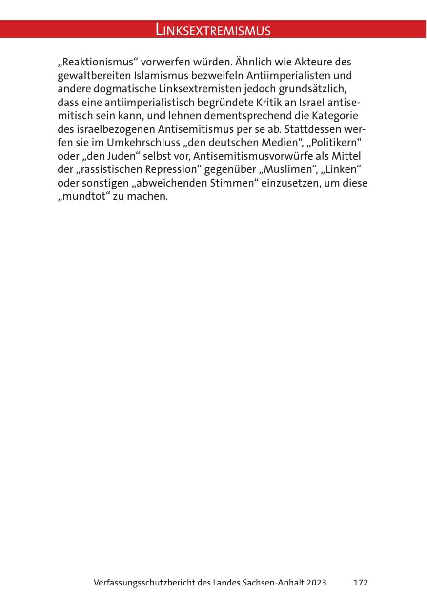Seite 172 des Verfassungsschutzbericht 2023 Sachsen-Anhalt