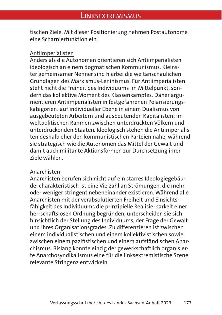 Seite 177 des Verfassungsschutzbericht 2023 Sachsen-Anhalt