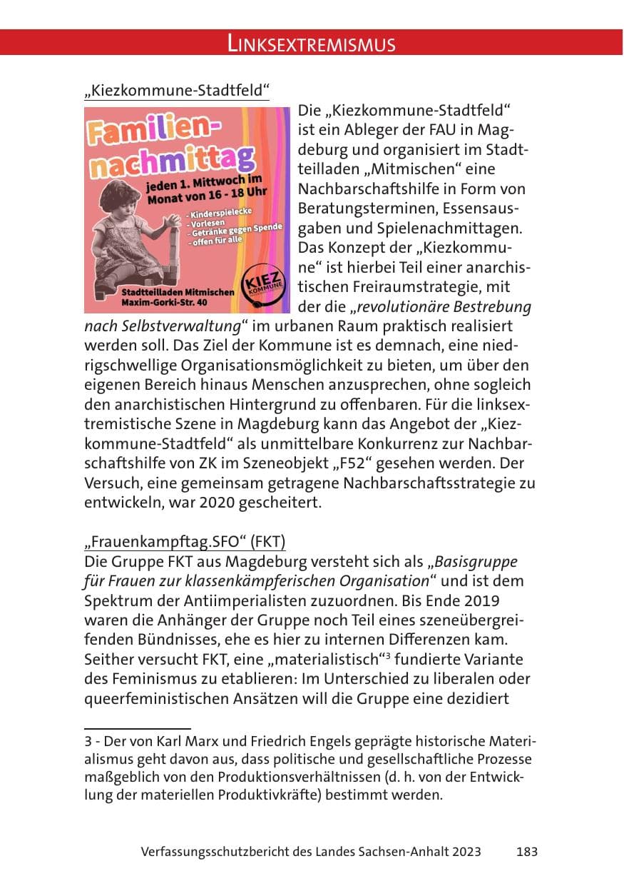 Seite 183 des Verfassungsschutzbericht 2023 Sachsen-Anhalt