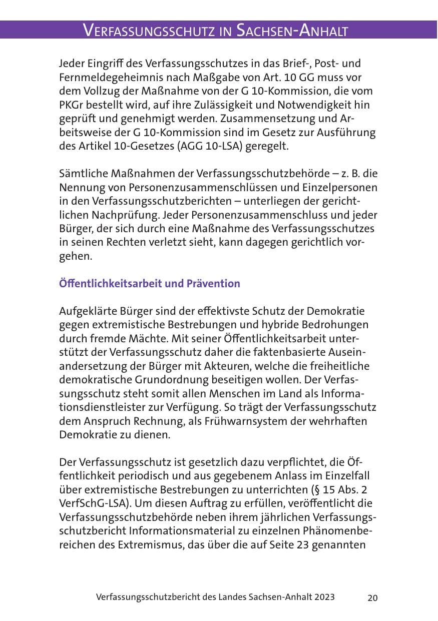 Seite 20 des Verfassungsschutzbericht 2023 Sachsen-Anhalt