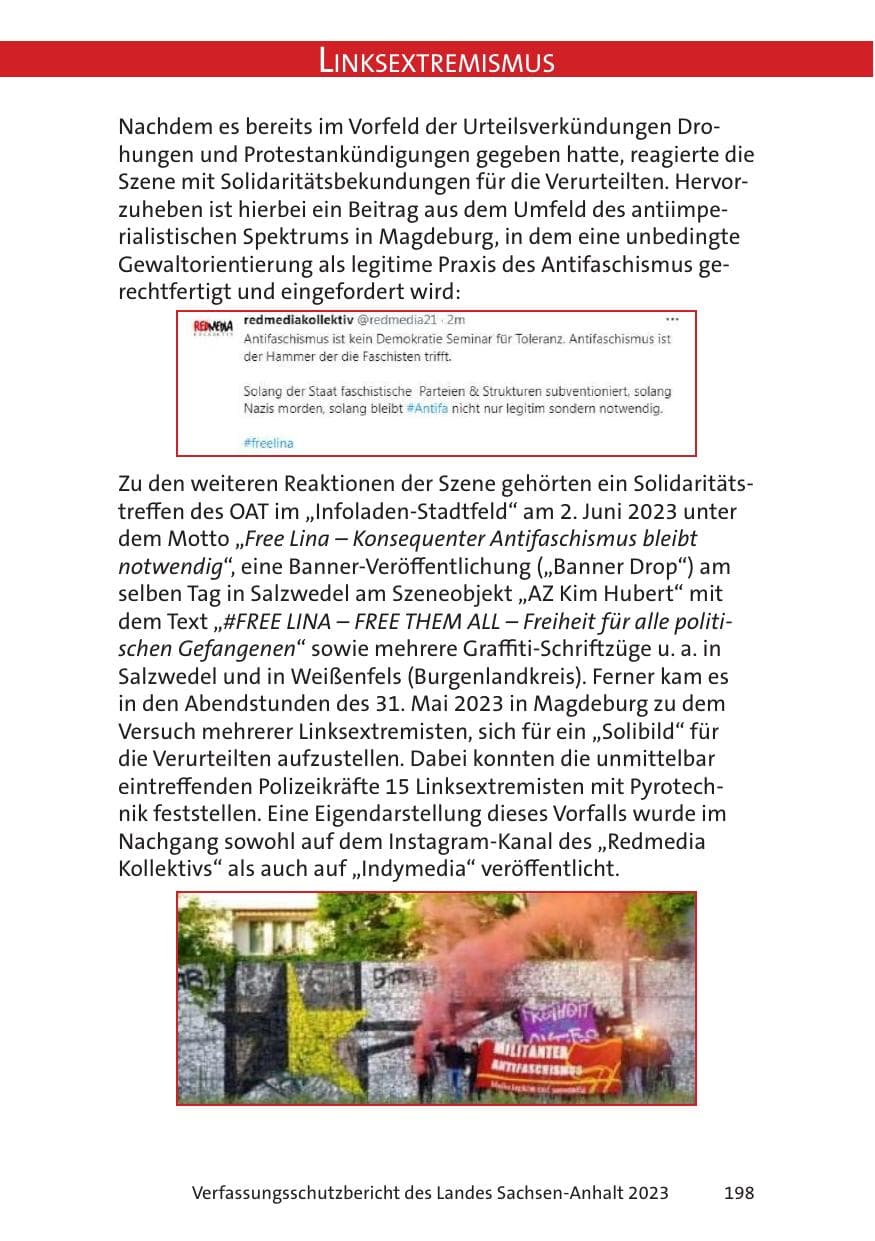 Seite 198 des Verfassungsschutzbericht 2023 Sachsen-Anhalt