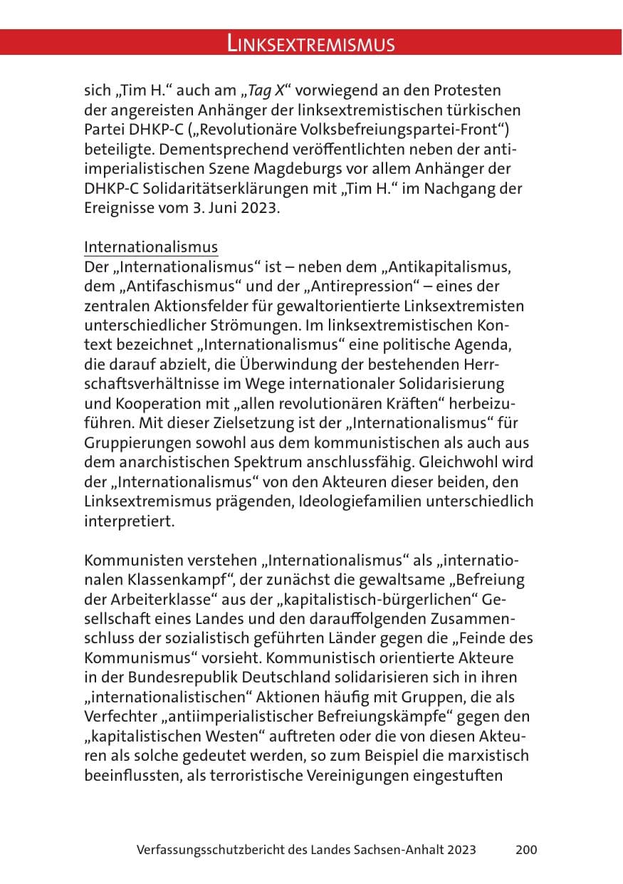Seite 200 des Verfassungsschutzbericht 2023 Sachsen-Anhalt
