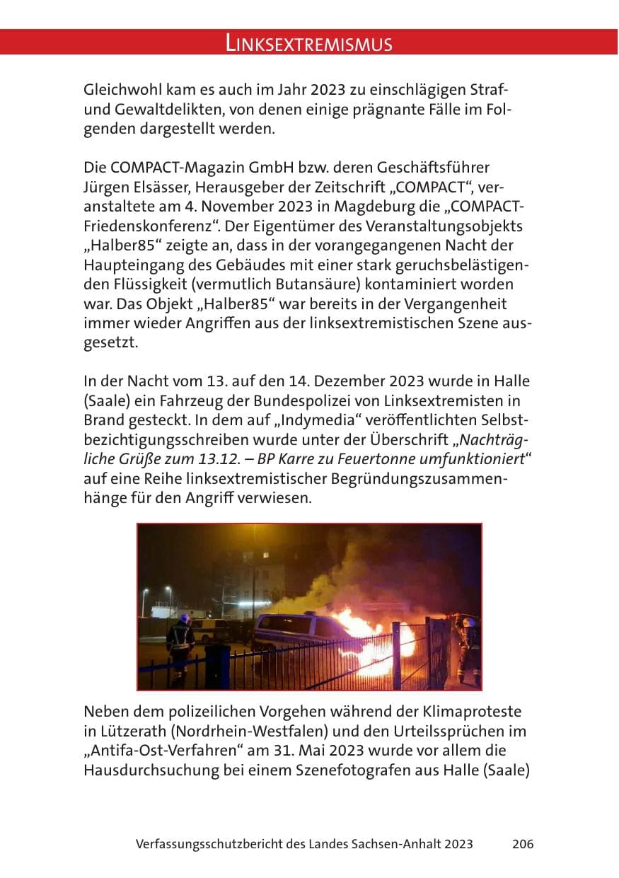 Seite 206 des Verfassungsschutzbericht 2023 Sachsen-Anhalt