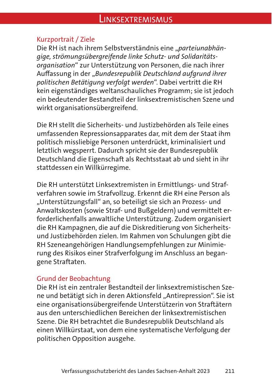 Seite 211 des Verfassungsschutzbericht 2023 Sachsen-Anhalt