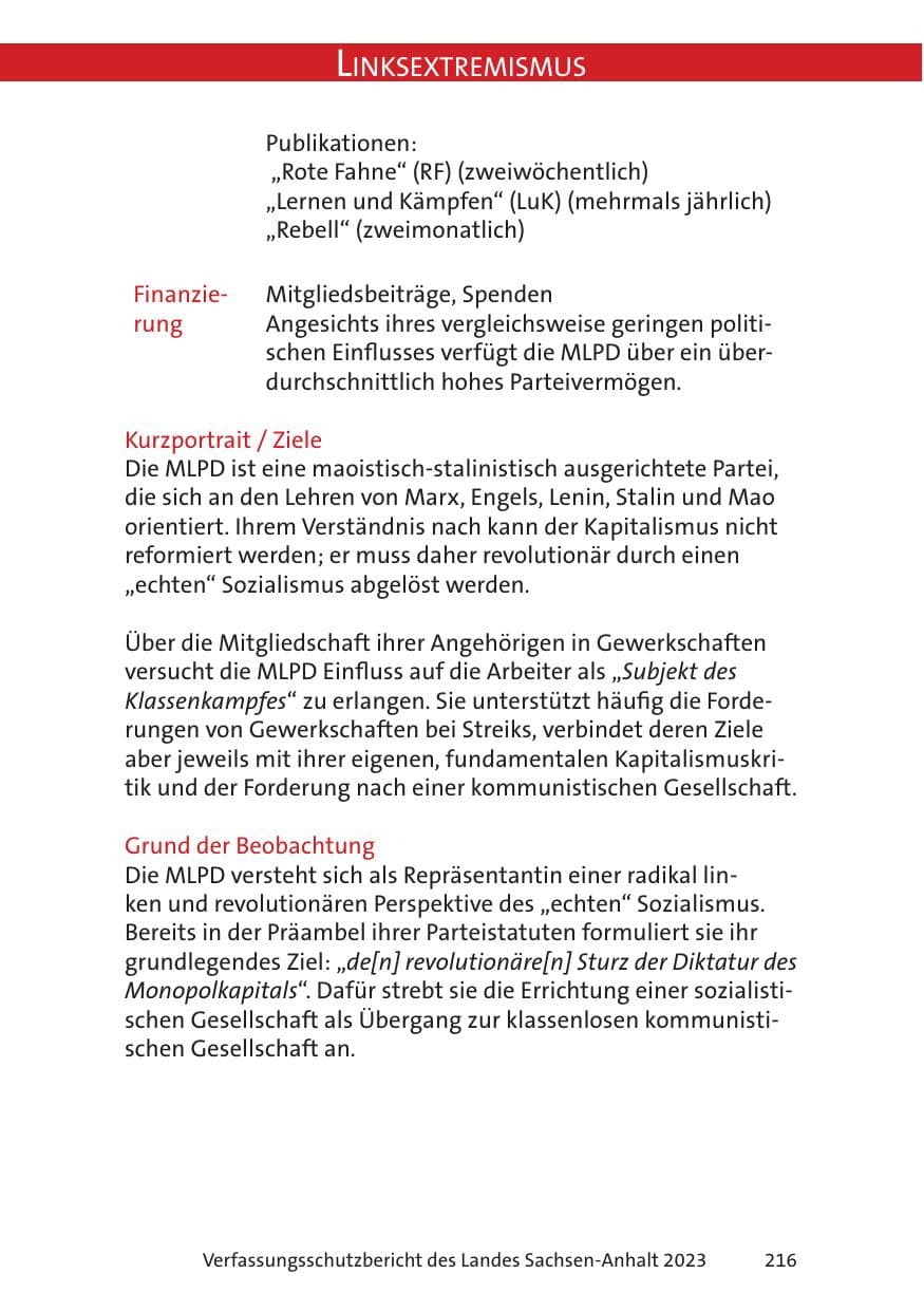 Seite 216 des Verfassungsschutzbericht 2023 Sachsen-Anhalt