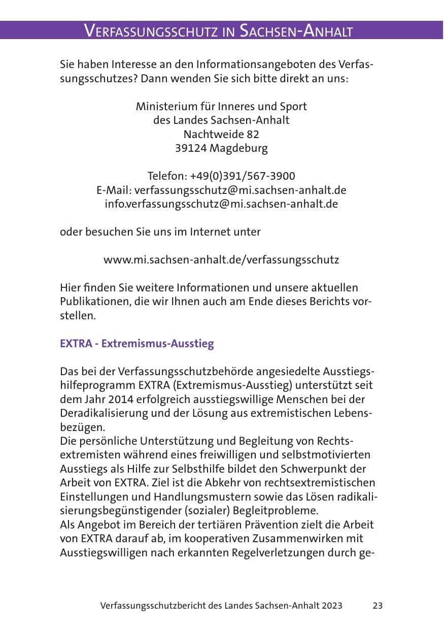Seite 23 des Verfassungsschutzbericht 2023 Sachsen-Anhalt