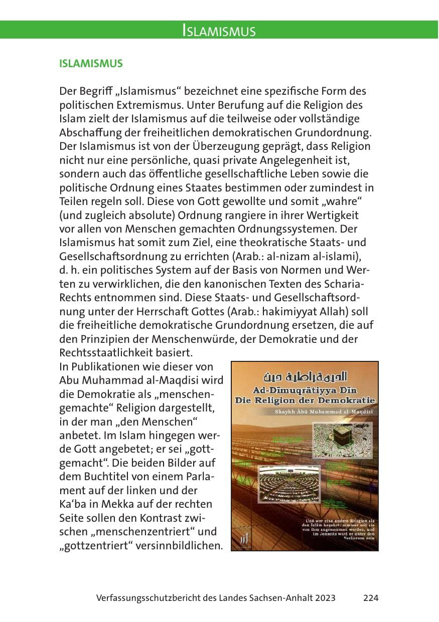 Seite 224 des Verfassungsschutzbericht 2023 Sachsen-Anhalt