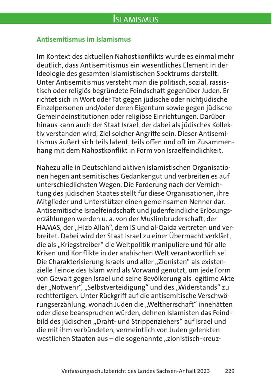 Seite 229 des Verfassungsschutzbericht 2023 Sachsen-Anhalt