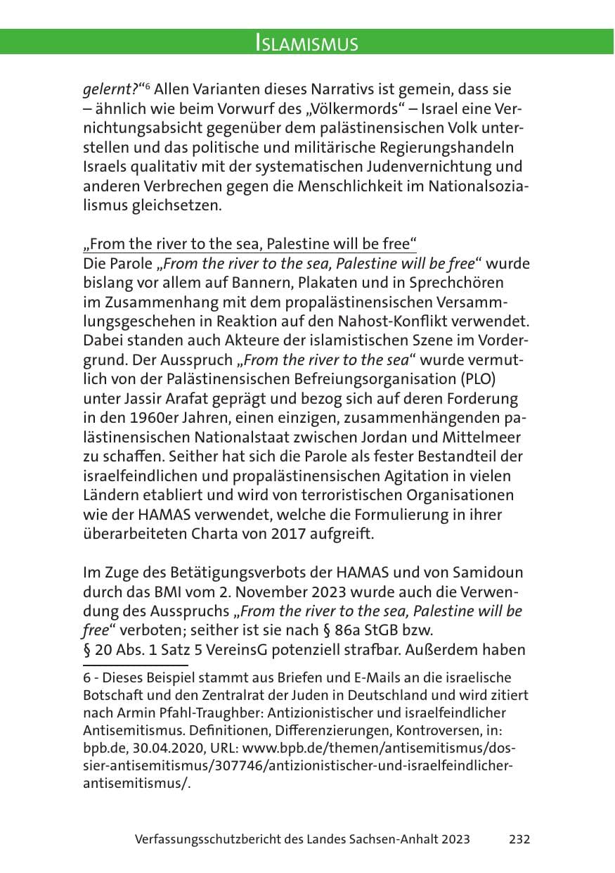 Seite 232 des Verfassungsschutzbericht 2023 Sachsen-Anhalt