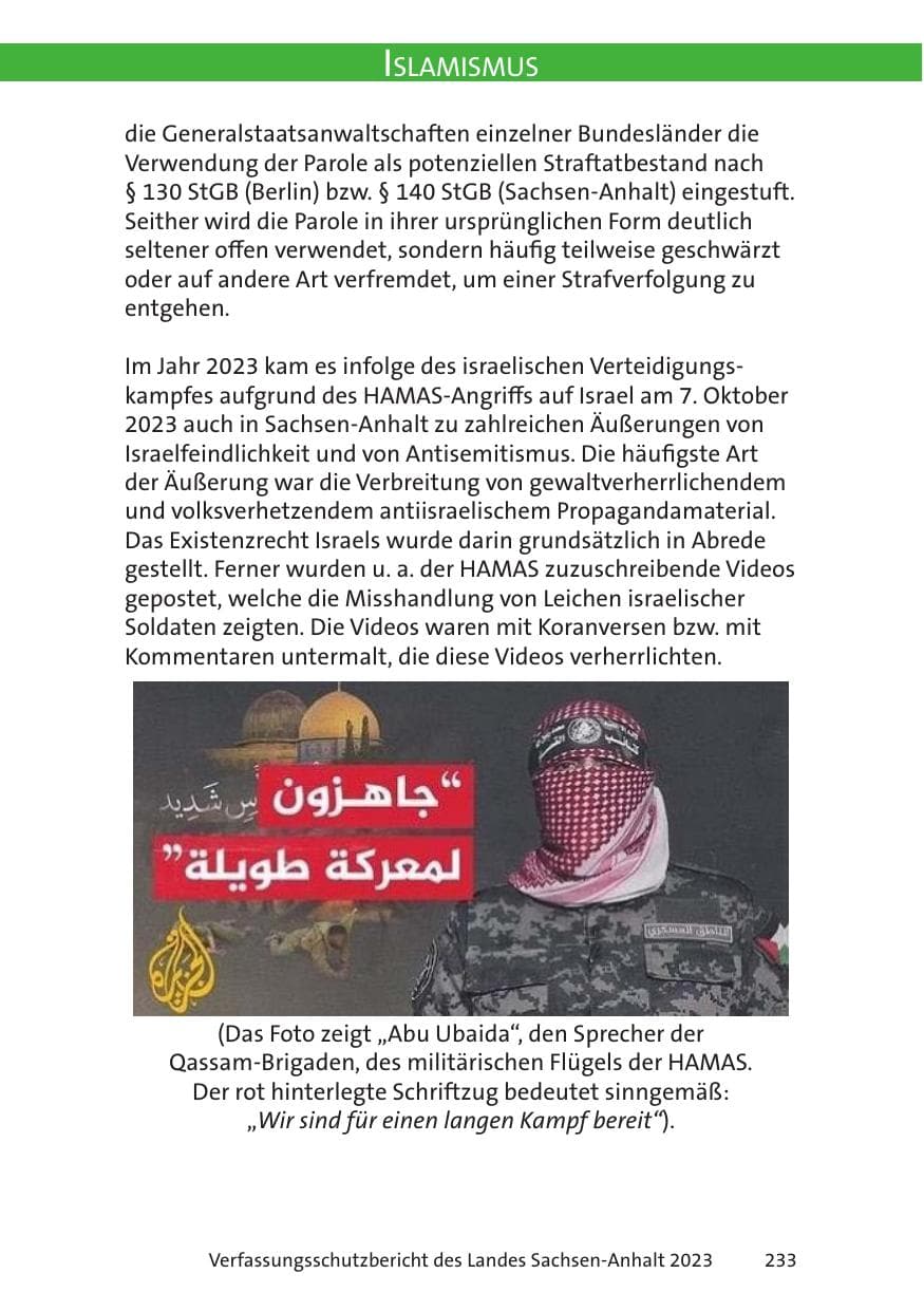 Seite 233 des Verfassungsschutzbericht 2023 Sachsen-Anhalt