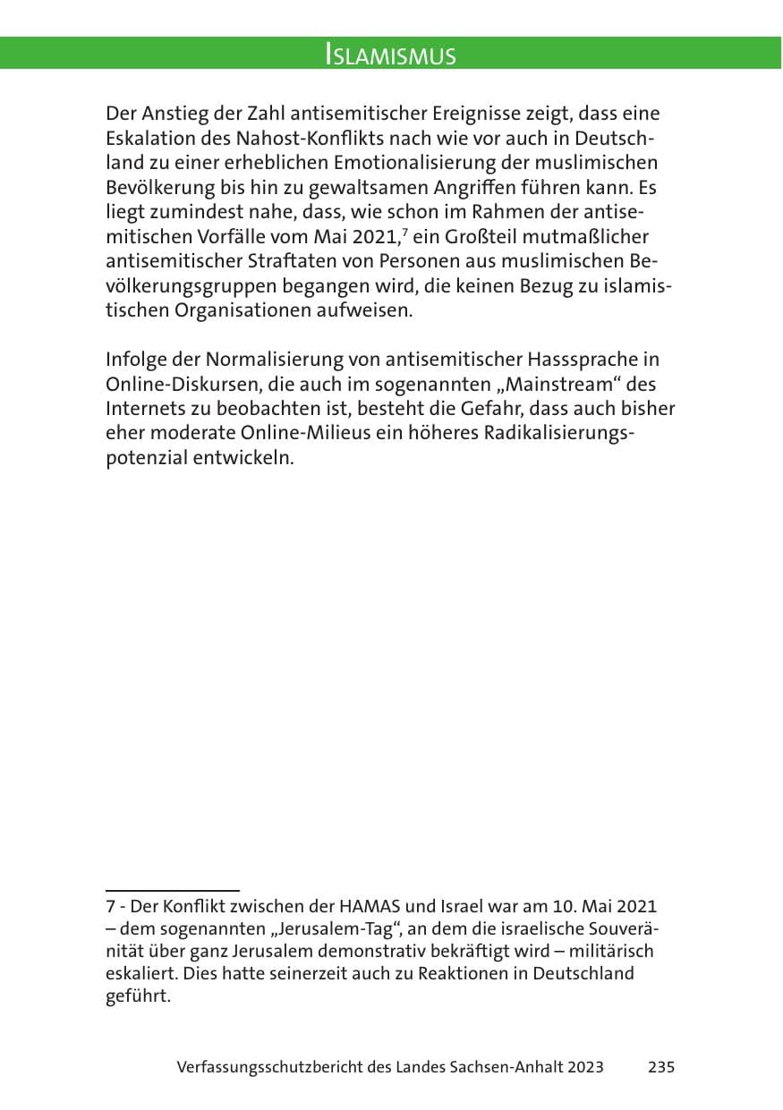 Seite 235 des Verfassungsschutzbericht 2023 Sachsen-Anhalt