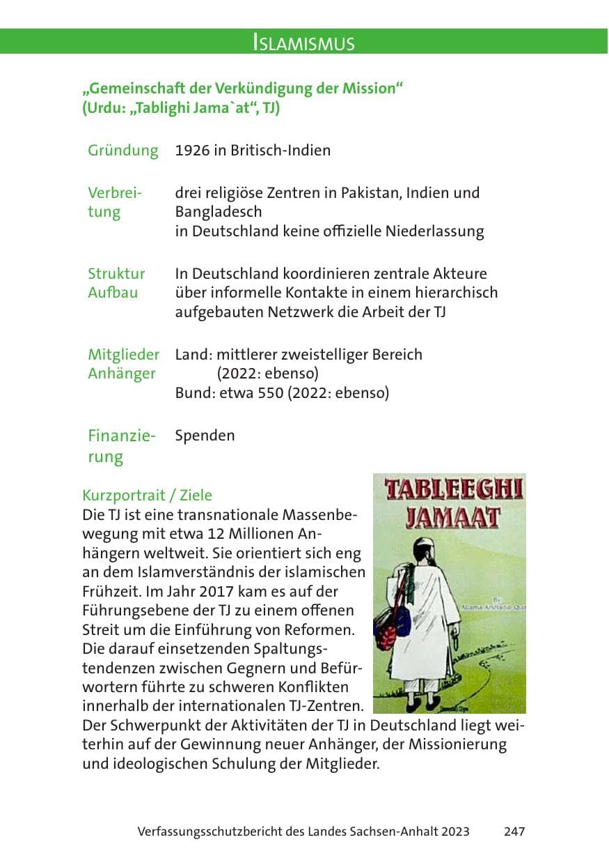 Seite 247 des Verfassungsschutzbericht 2023 Sachsen-Anhalt