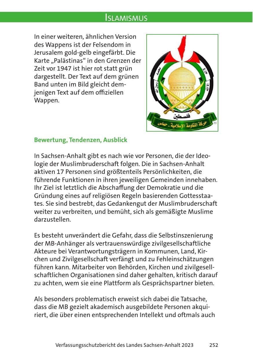 Seite 252 des Verfassungsschutzbericht 2023 Sachsen-Anhalt
