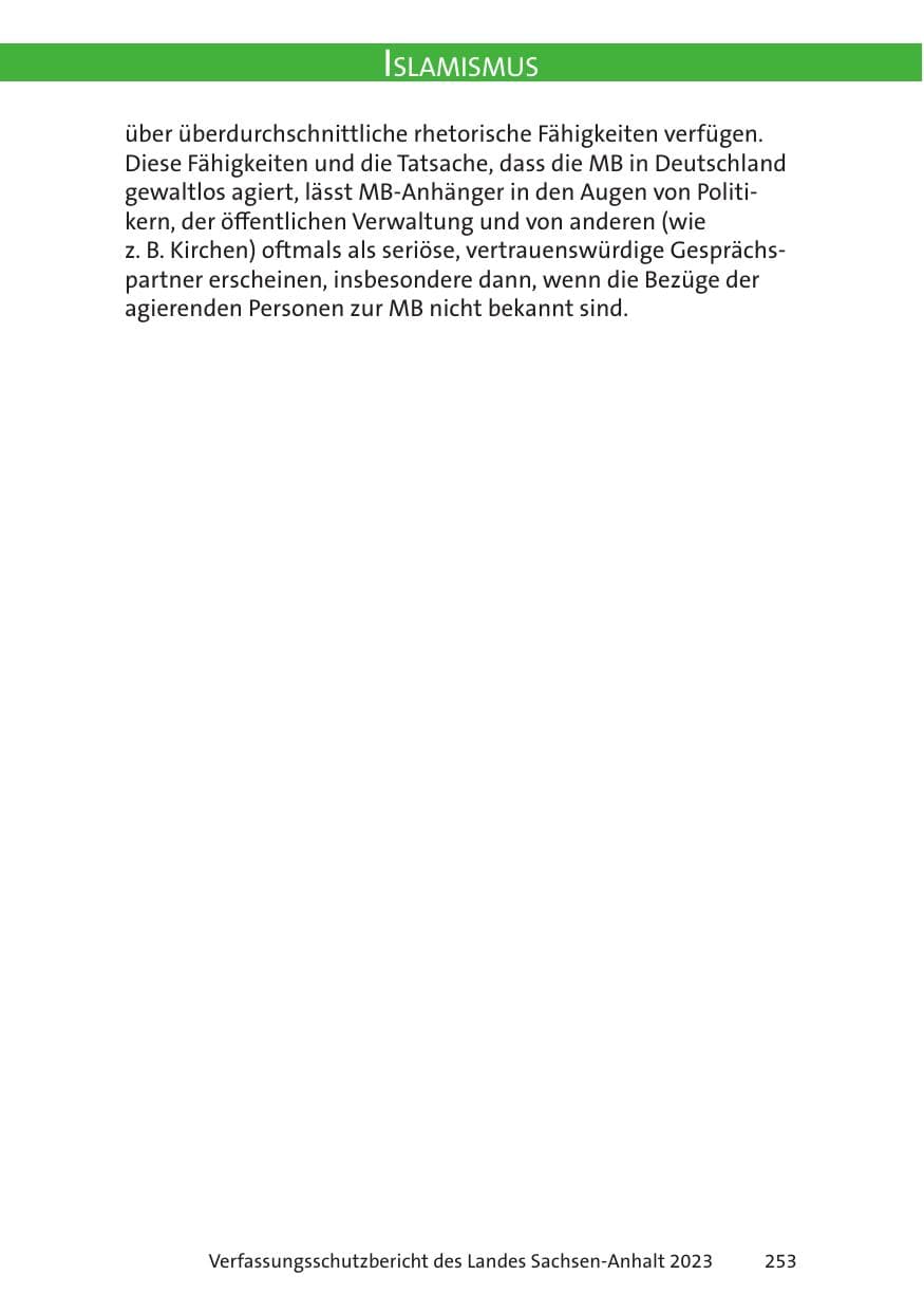 Seite 253 des Verfassungsschutzbericht 2023 Sachsen-Anhalt