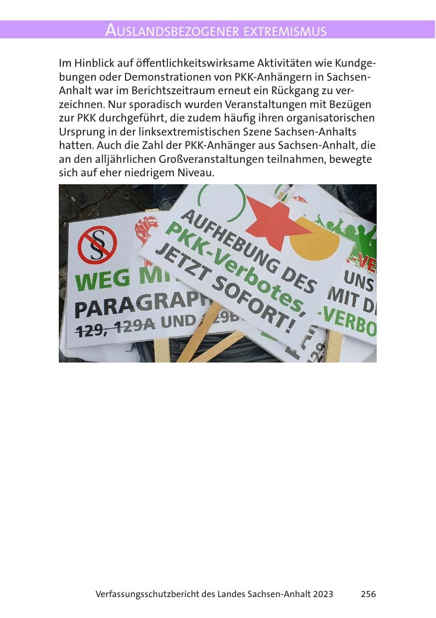 Seite 256 des Verfassungsschutzbericht 2023 Sachsen-Anhalt