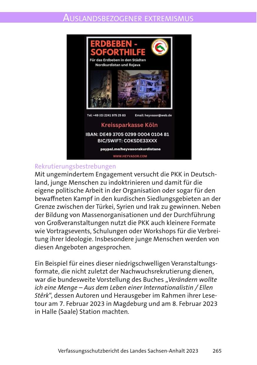 Seite 265 des Verfassungsschutzbericht 2023 Sachsen-Anhalt