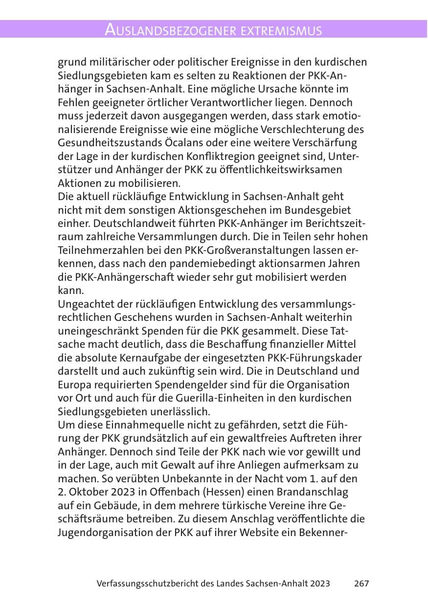 Seite 267 des Verfassungsschutzbericht 2023 Sachsen-Anhalt
