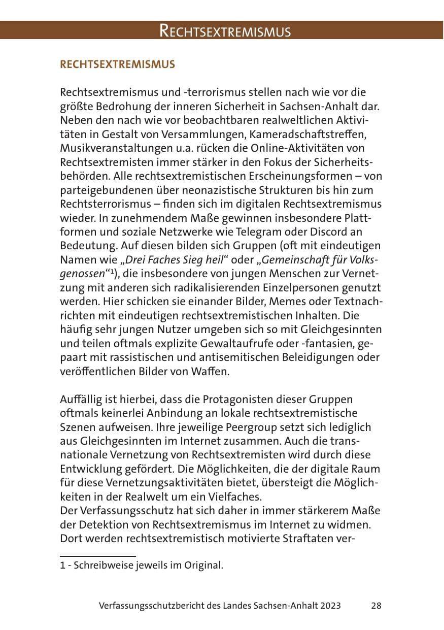 Seite 28 des Verfassungsschutzbericht 2023 Sachsen-Anhalt