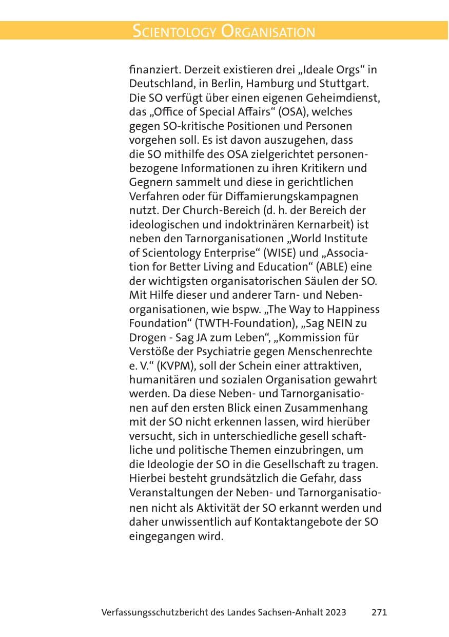 Seite 271 des Verfassungsschutzbericht 2023 Sachsen-Anhalt