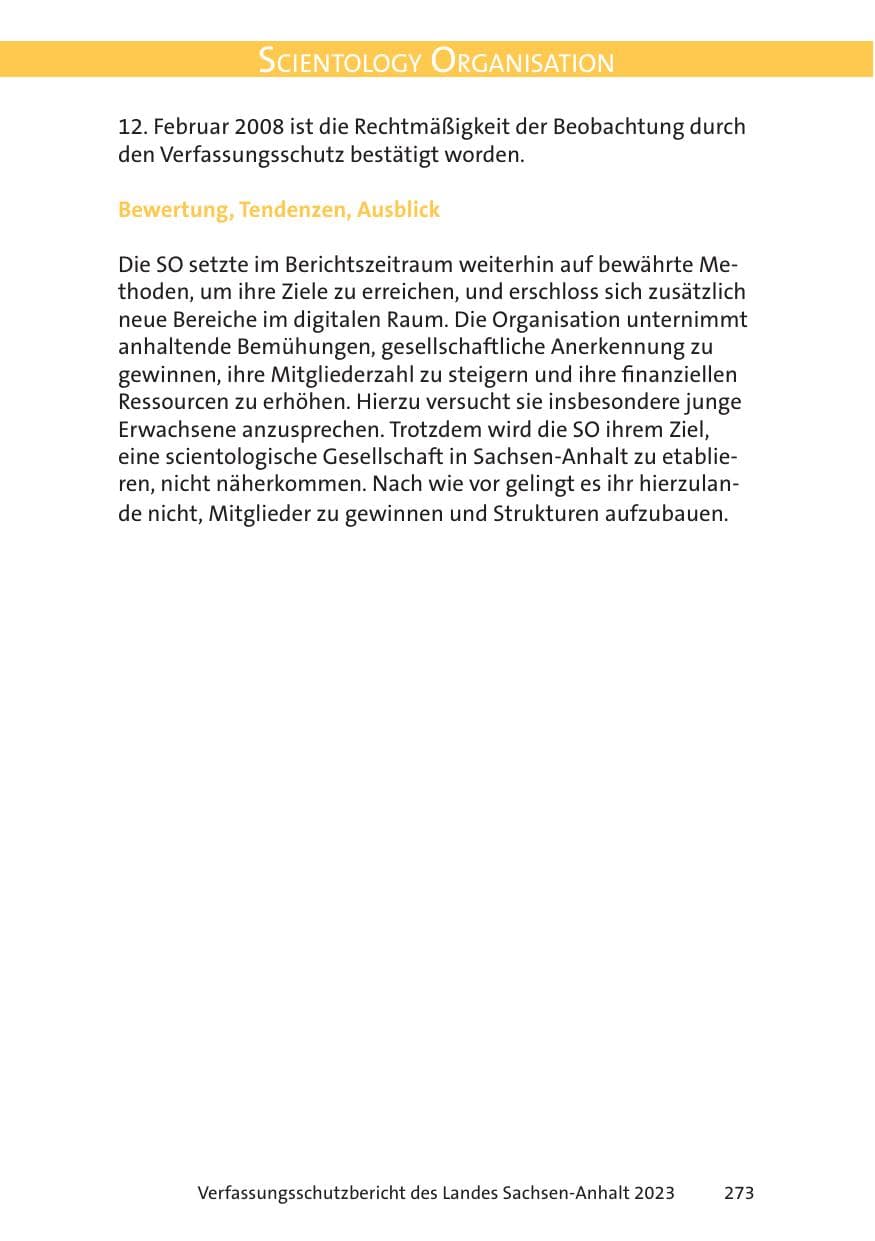 Seite 273 des Verfassungsschutzbericht 2023 Sachsen-Anhalt