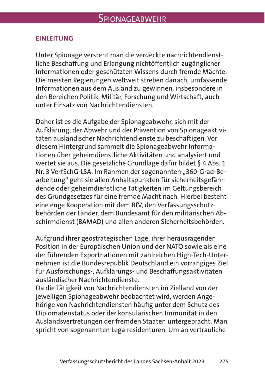 Seite 275 des Verfassungsschutzbericht 2023 Sachsen-Anhalt