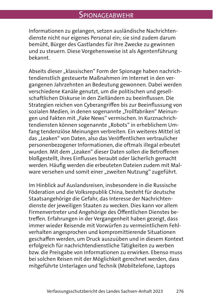 Seite 276 des Verfassungsschutzbericht 2023 Sachsen-Anhalt